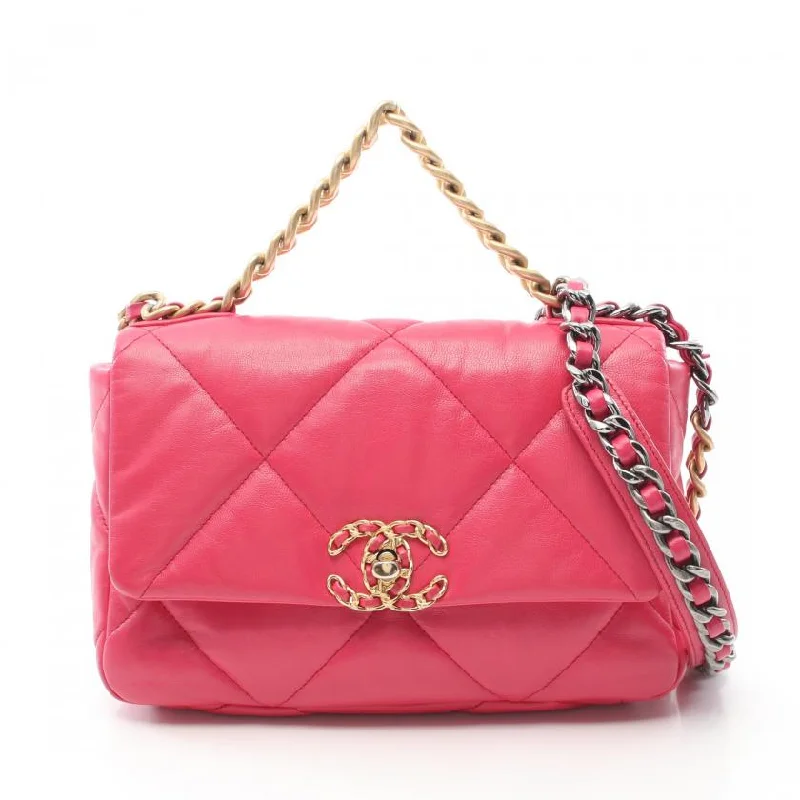 Chanel 19 Dizeneuf Matelasse Chain Shoulder Bag Leather Pink Purple Combination Metal Fittings 2way 887361 - Condition Ab