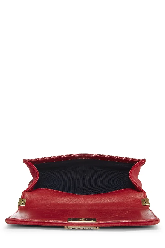 Chanel,  Paris-Edinburgh Red Tartan Velvet Boy Bag Medium, Red