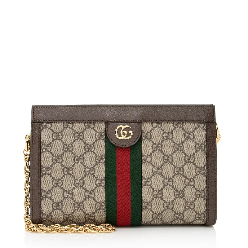 Women Gucci bags with a chain - link trim and a leather bodyGucci GG Supreme Ophidia Small Chain Shoulder Bag