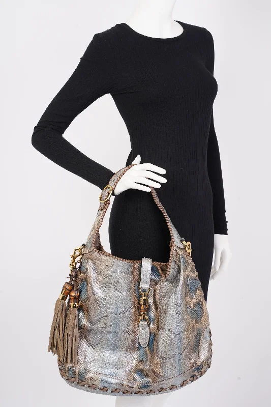 Gucci handbags for women with a beaded trimGucci Jackie Tote Grey Python