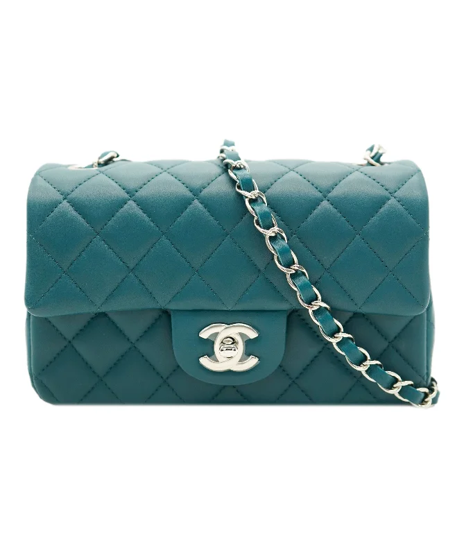 Chanel Mini Teal Rectangle With Silver Hardware ALC1868