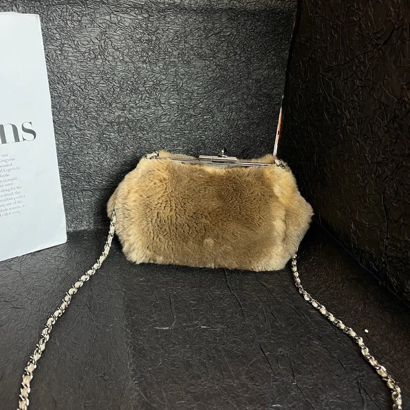 Chanel Brown Furry Flap Crossbody Bag 20cm