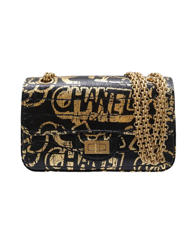 Chanel Black/Gold Embossed 2.55 Reissue Leather Chain Shoulder bag - DXBS2293