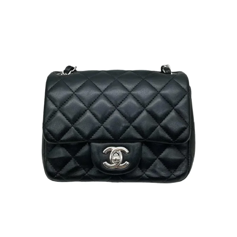 Mini Rectangle Lambskin Black SHW