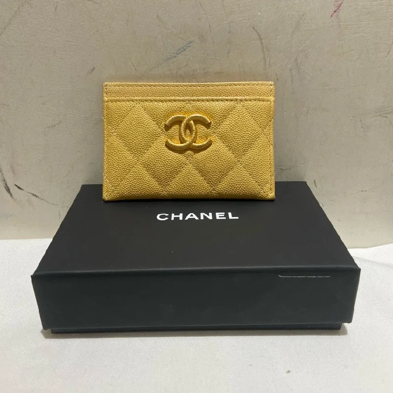 Chanel Caviar Yellow Quilted Cardholder Small