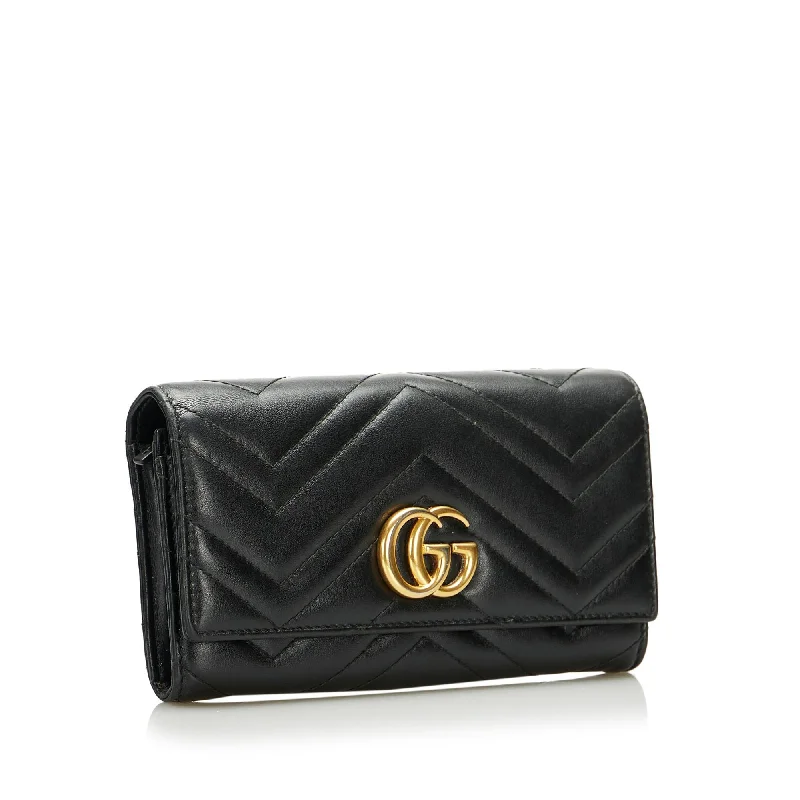 Women Gucci bags with a detachable mirror insideGucci GG Marmont Matelasse Long Wallet (HSwh8O)