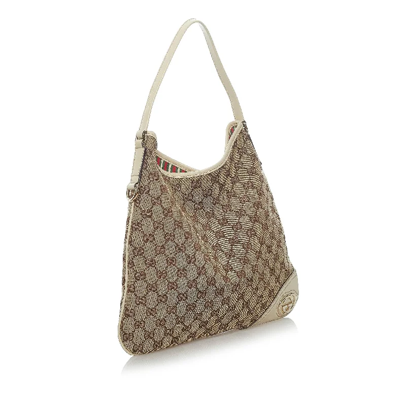 Women Gucci Sylvie bags with a detachable ribbon detailGucci GG Canvas New Britt Shoulder Bag (33653)