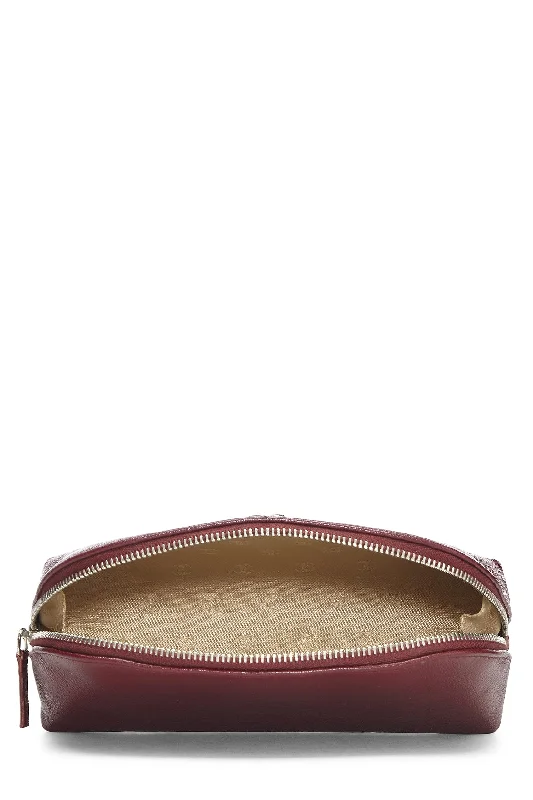 Chanel,  Burgundy Calfskin Cosmetic Pouch, Burgundy