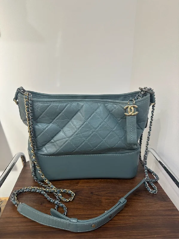 Chanel Gabrielle MM Blue Quilted Leather Shoulder Bag Medium