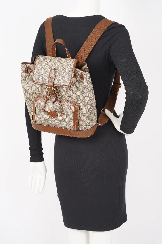 Women Gucci bags with a detachable mobile phone holderGucci Womens GG Supreme Backpack Brown