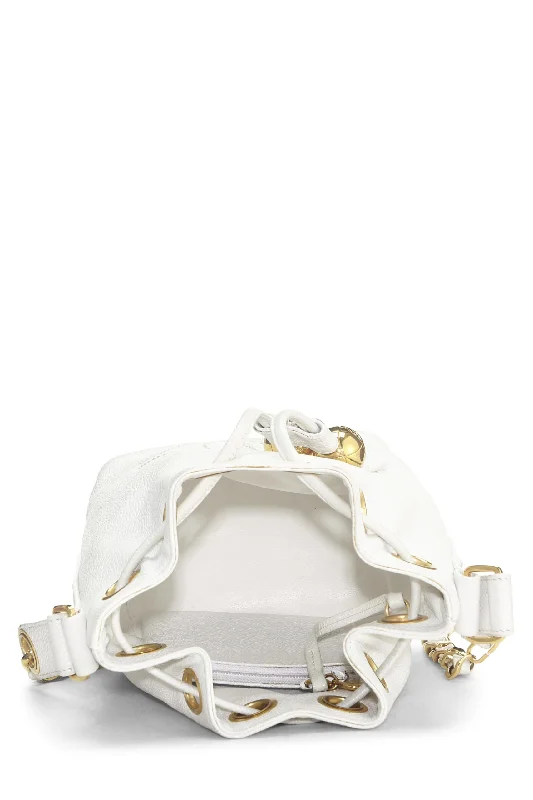 Chanel,  White Caviar Bucket Bag Mini, White