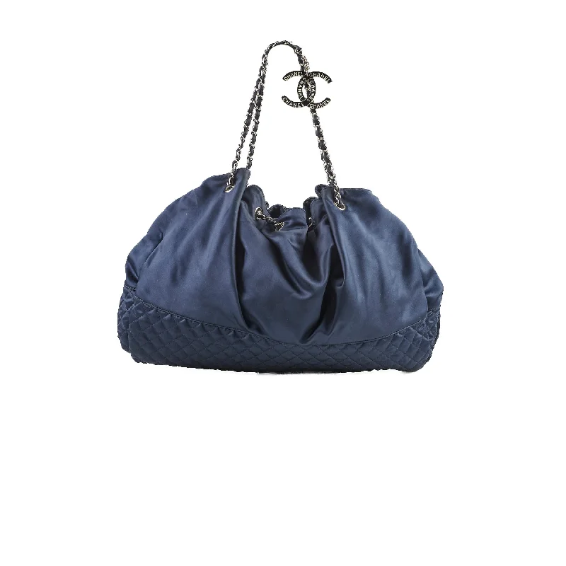 Chanel Hobo Satin Chain Tote Navy