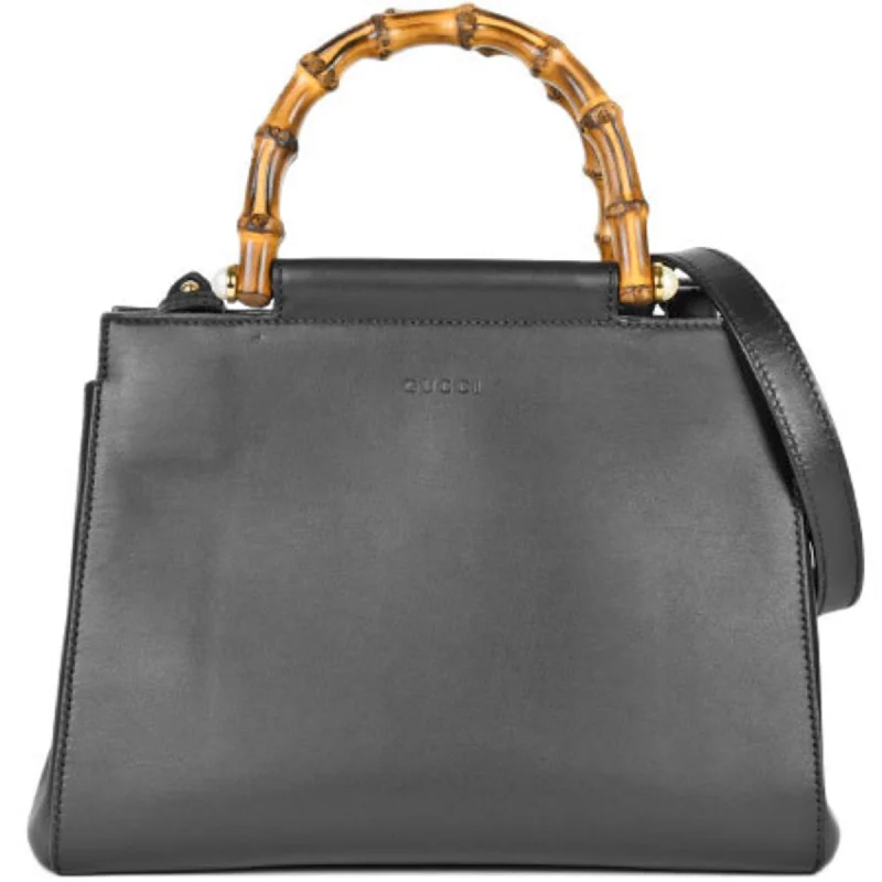 Gucci tote bags for women with a spacious interiorGucci Nimfair Bamboo Handbag Shoulder Bag 2Way Leather Black 453767