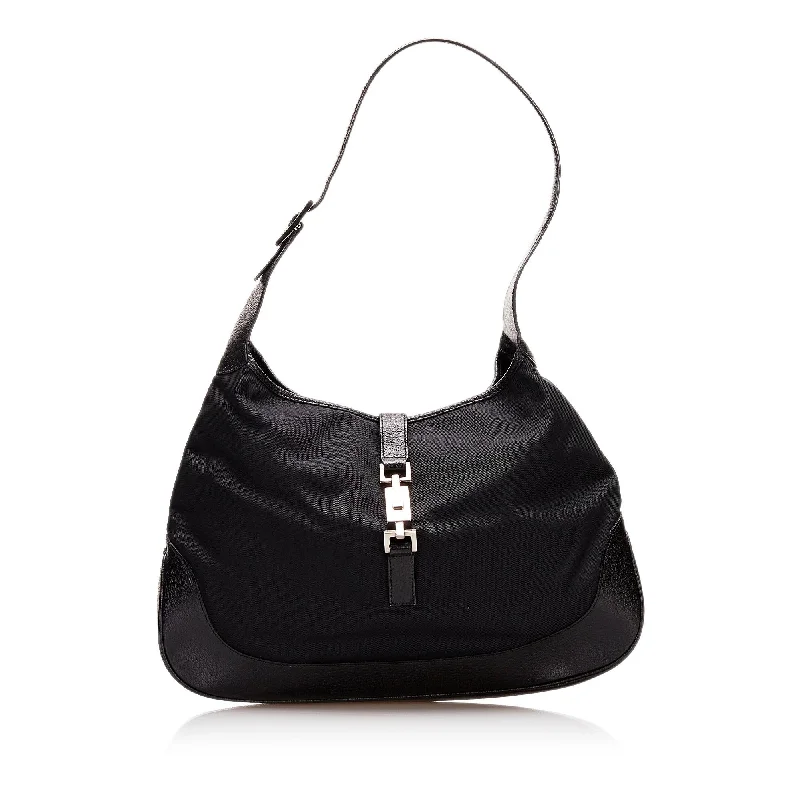 Women Gucci bags with a front - zip pocket for small itemsGucci Jackie Nylon Shoulder Bag