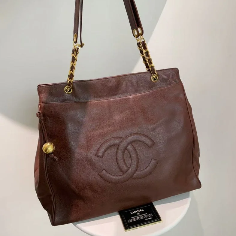 Chanel Vintage Brown Leather Tote Bag 1994-1996 Medium