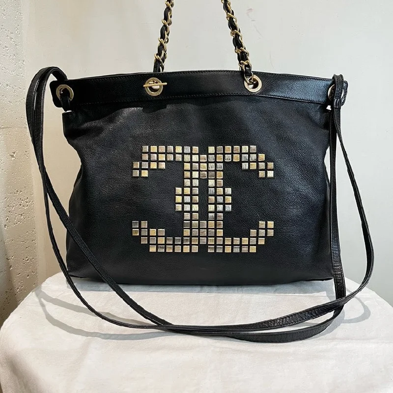 Chanel Limited Edition Black Studded Leather Tote Medium