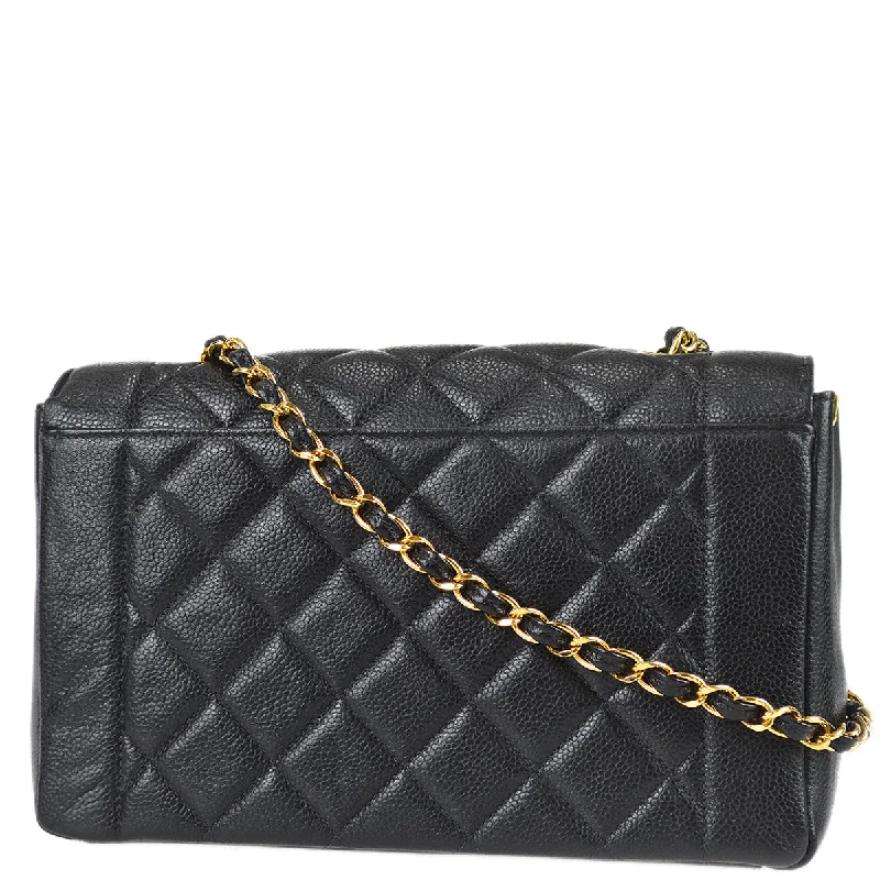 Chanel 1997-1999 Medium Diana Chain Shoulder Bag Black Caviar