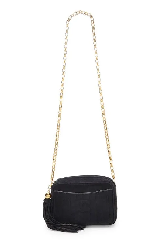 CHANEL,  Black Vertical Suede Pocket Camera Bag Mini, Black