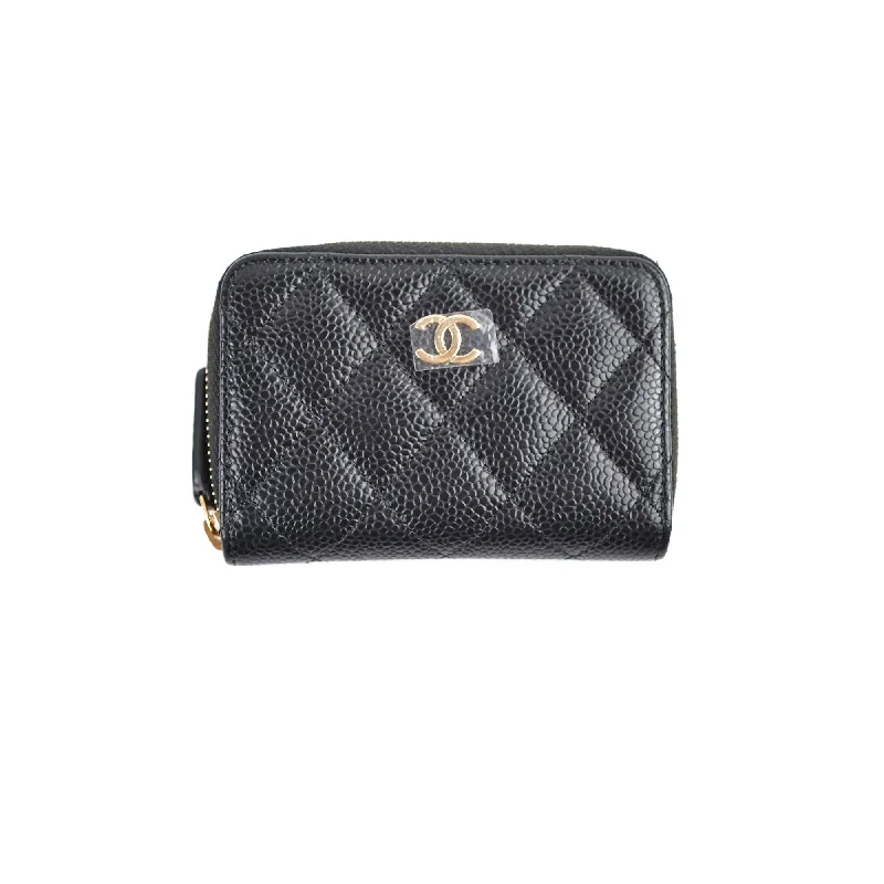 Chanel Caviar Zipper Card Holder Black