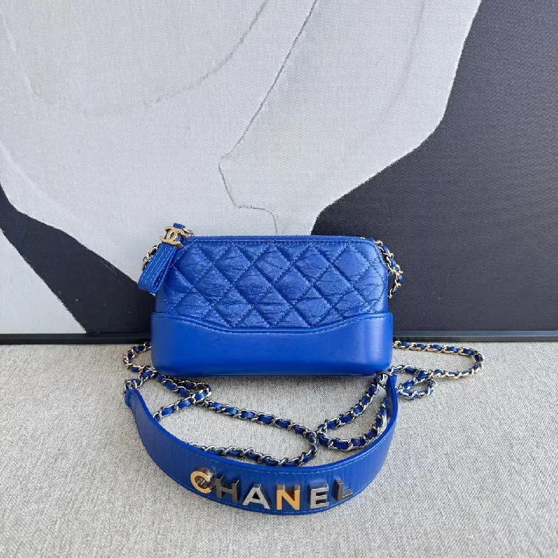 Chanel Mini Gabrielle Blue Quilted Leather Bag 2019-2020