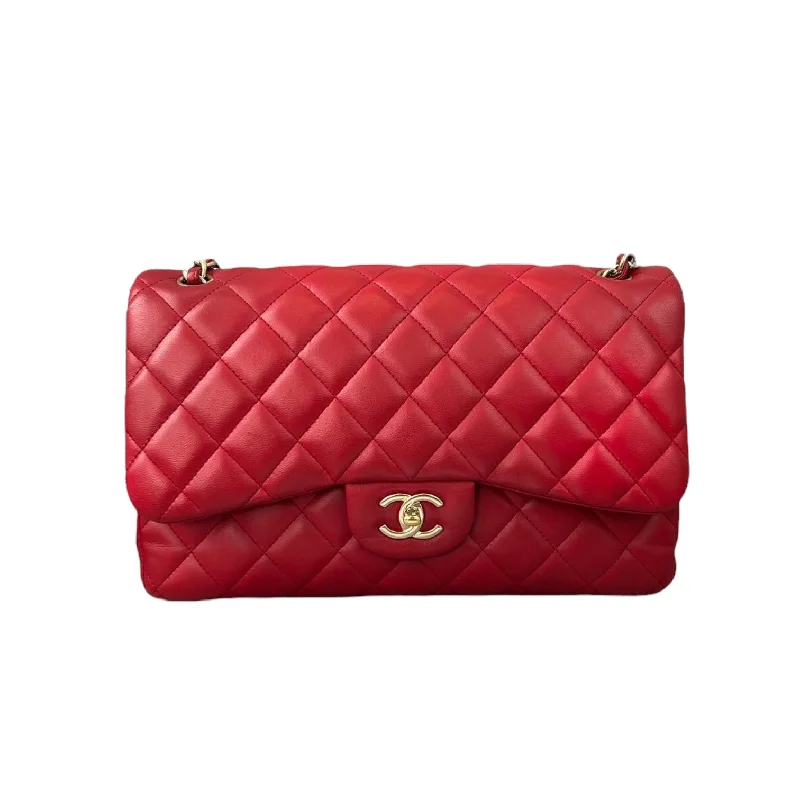 Chanel Double Flap Jumbo Lambskin Red GHW