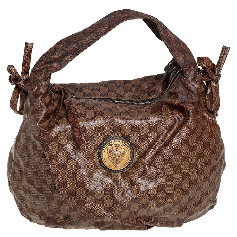 Gucci tote bags for women with a spacious interiorGucci Beige GG Crystal Canvas Hysteria Hobo