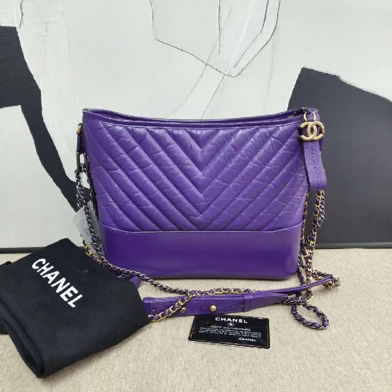 Chanel Wanderer Purple Leather Quilted Bag Large 2019