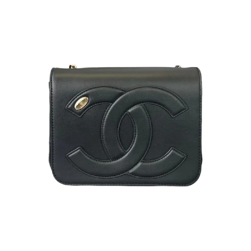 CC Mania Flap Lambskin Black Bag GHW