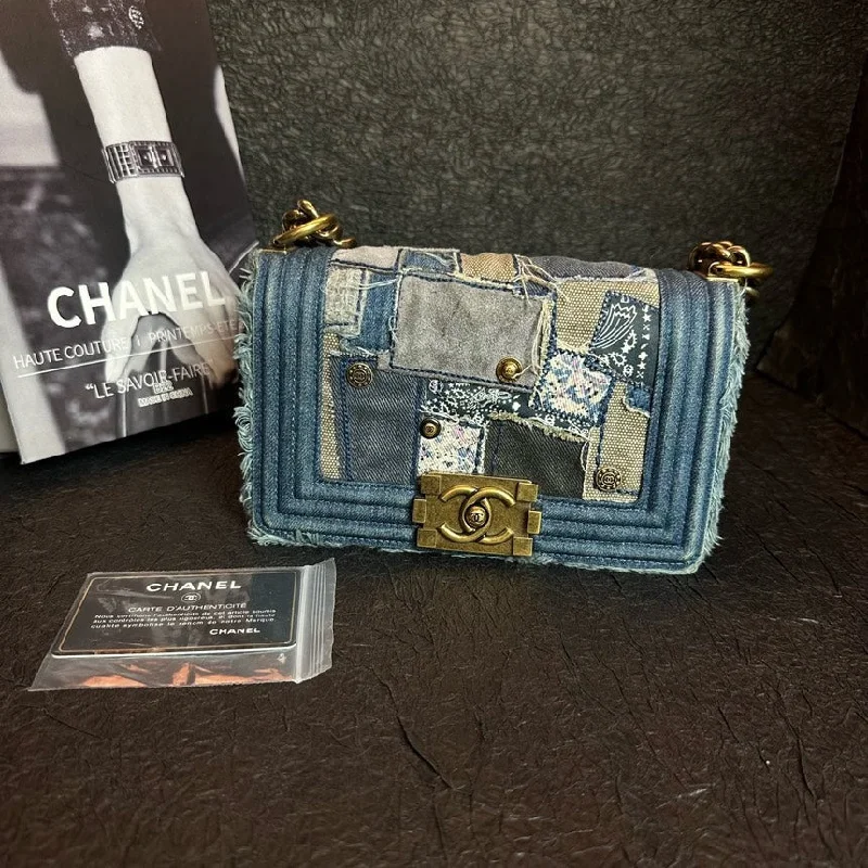 Chanel LeBoy Small Denim Patchwork Bag Blue 20cm