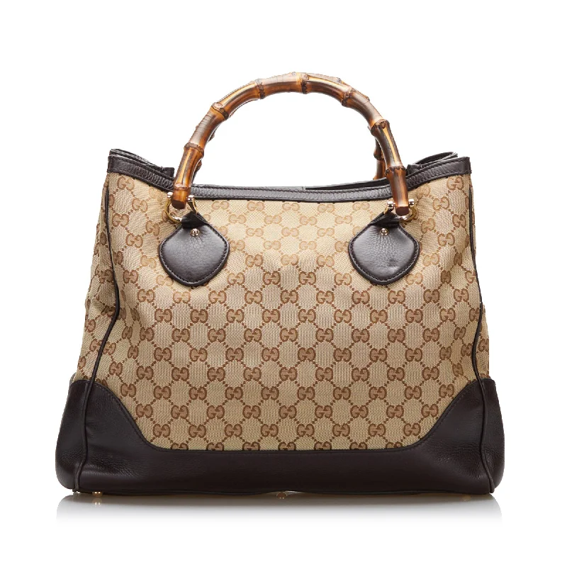 Gucci handbags for women with a beaded trimGucci Bamboo GG Canvas Diana Tote Bag