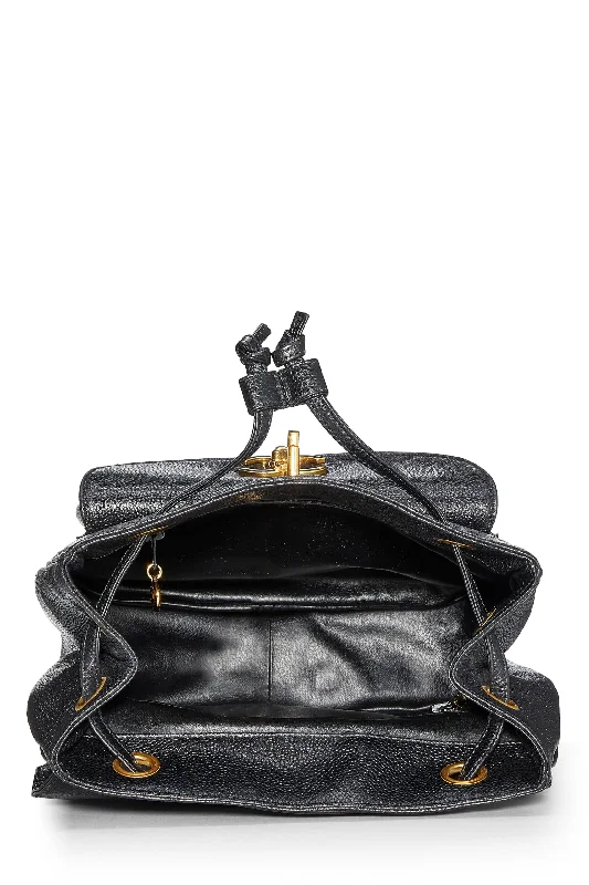 Chanel,  Black Caviar Backpack Medium, Black