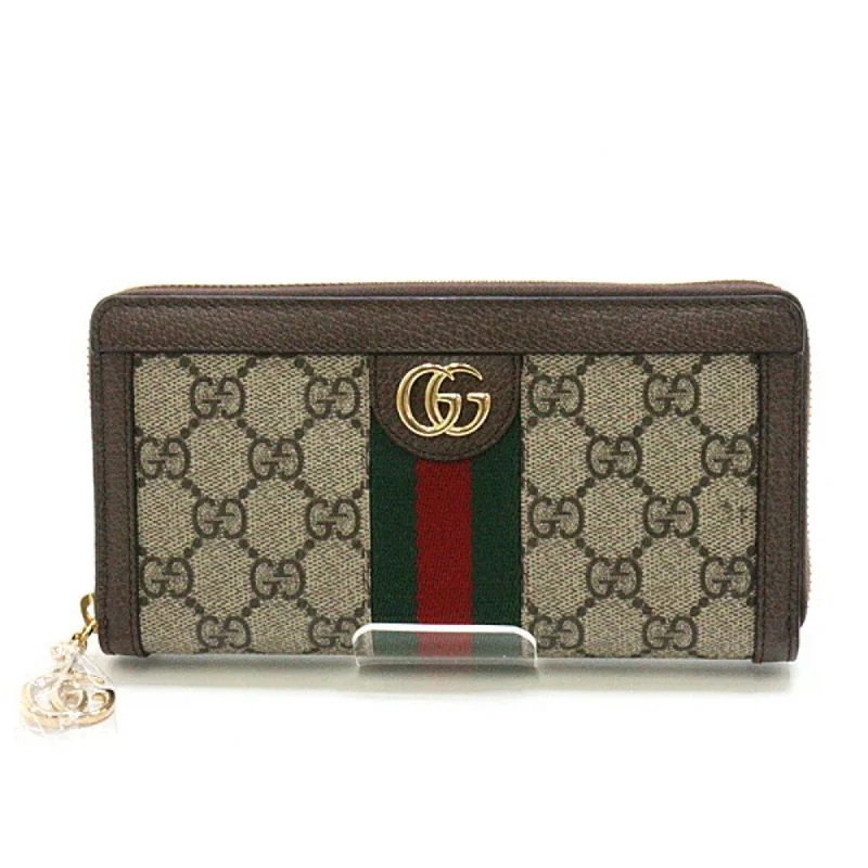 Gucci tote bags for women with a double - handle designGucci Ophidia GG Supreme Long Round Zip Wallet 523154