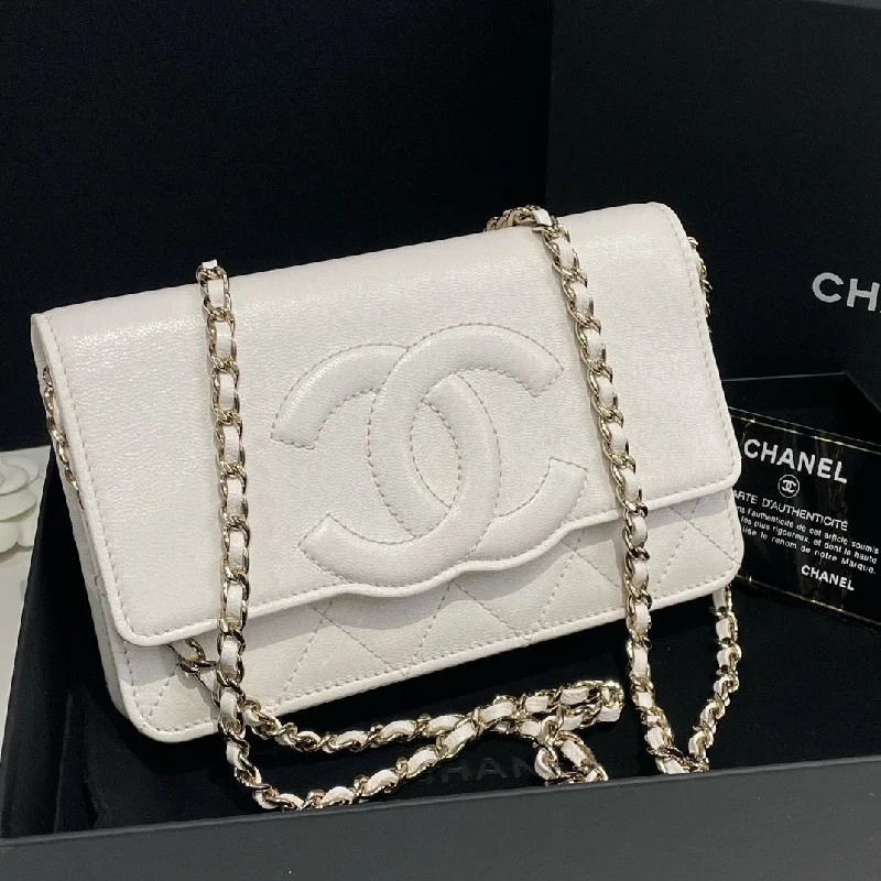 Chanel Timeless White Leather Wallet On Chain 2020