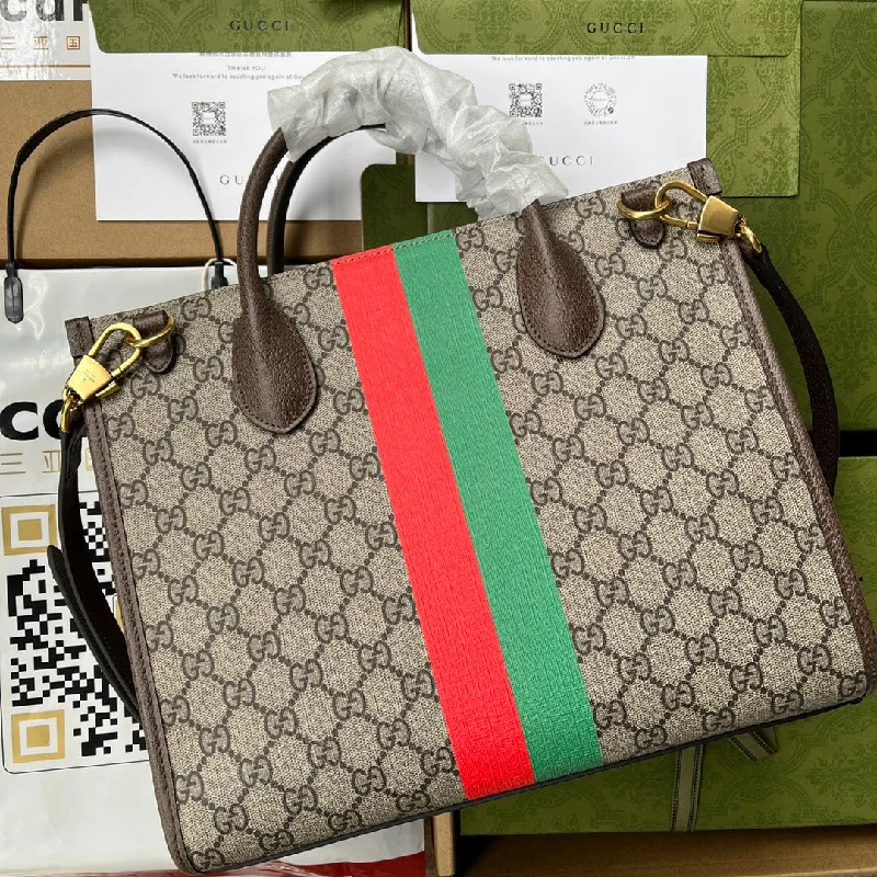 Women Gucci Sylvie bags with a leather - wrapped handleGucci Tiger GG Medium Tote Bag