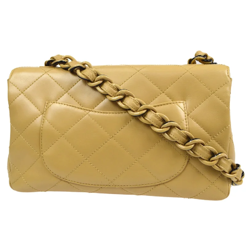 CHANEL 2000-2001 Acrylic Chain Classic Single Flap Medium Beige Calfskin 67927