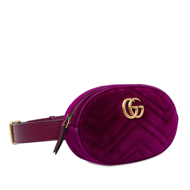 Ladies Gucci shoulder bags with a tassel decorationGucci GG Marmont Matelasse Velvet Belt Bag TuAZoh)