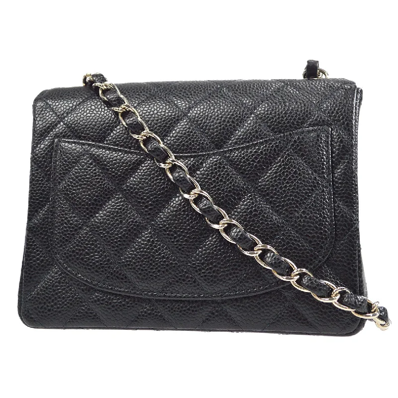 CHANEL 2000-2001 Classic Square Flap Mini 17 Black Caviar 27254