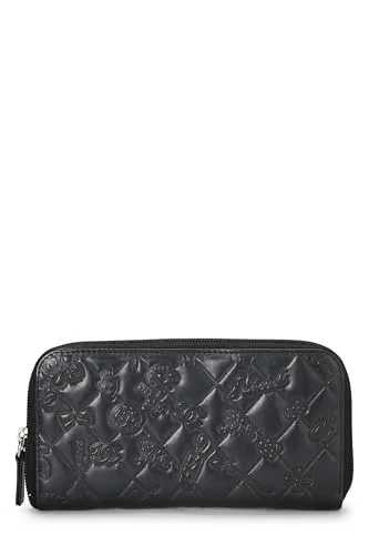 Chanel,  Black Lambskin Icon Charm Wallet, Black