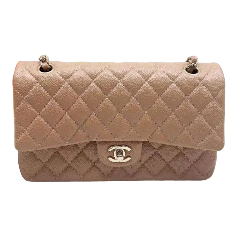 CHANEL 18S Iridescent Dark Beige Caviar Rectangular Mini Flap Bag Brushed Gold Hardware