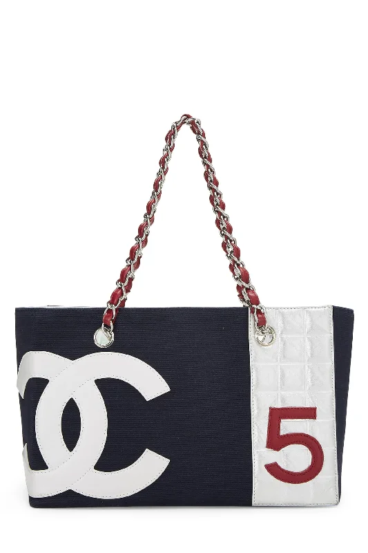 Chanel,  Navy Canvas & Leather No.5 Foil Shopping Tote, Navy